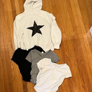 SHEIN White and Gray Tee Set